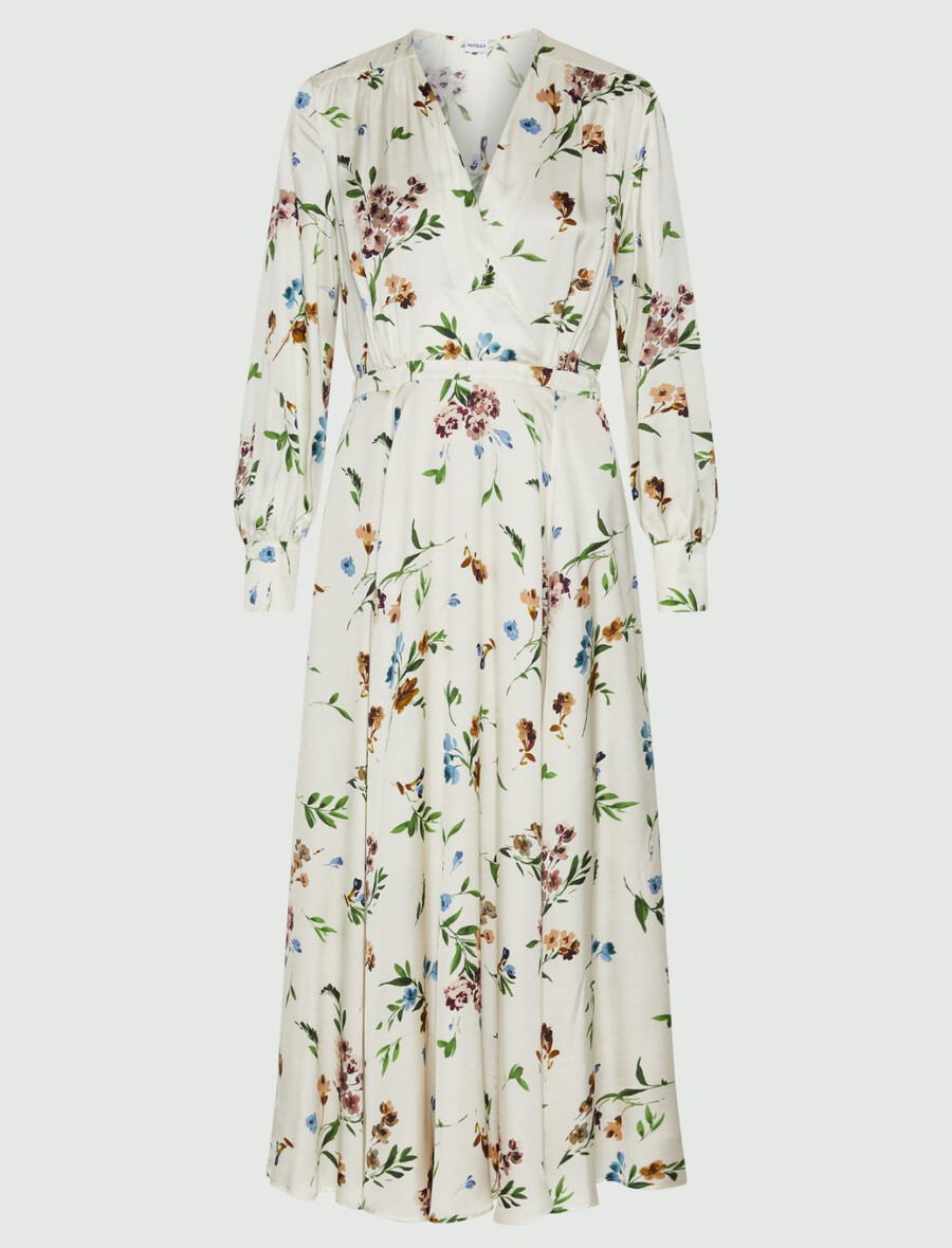 robe croisée en satin - crÈme