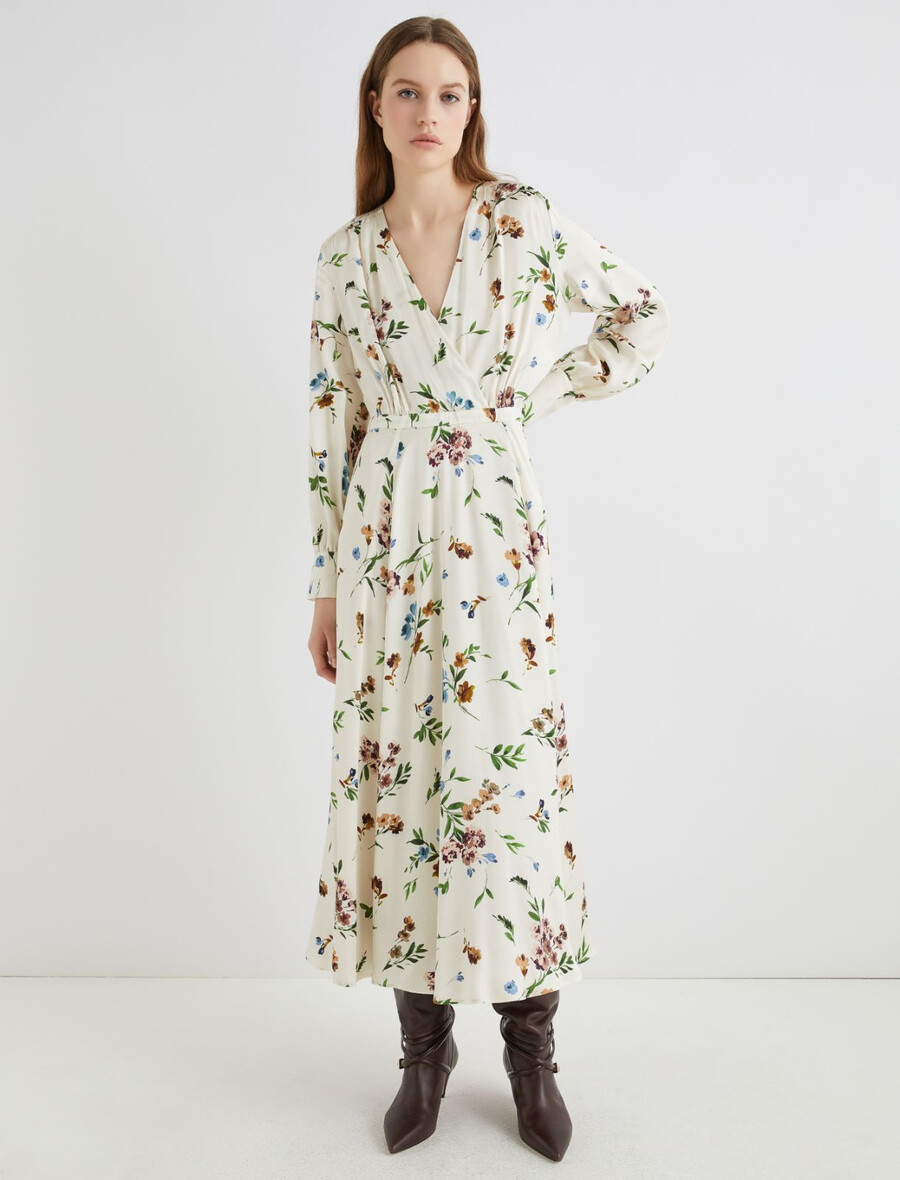 robe croisée en satin - crÈme