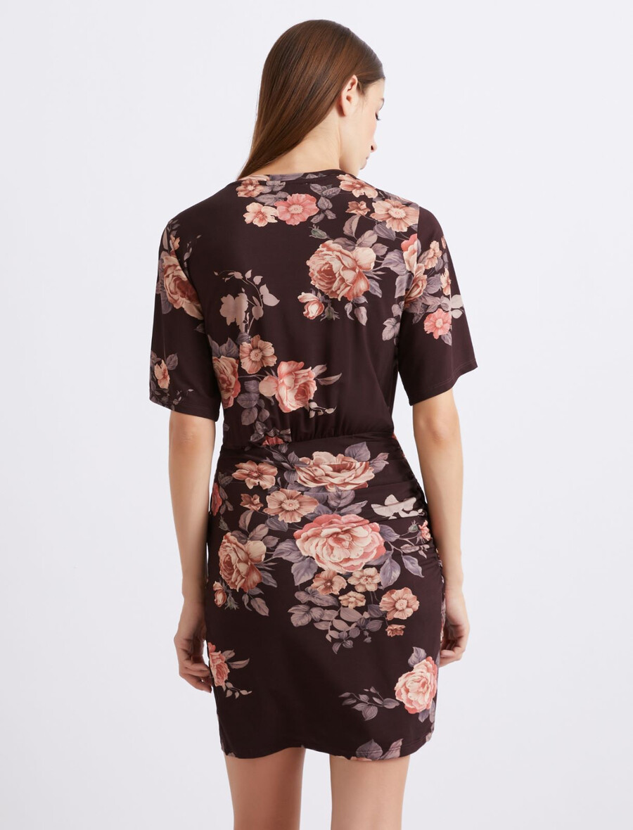 robe en jersey froncée - bordeaux