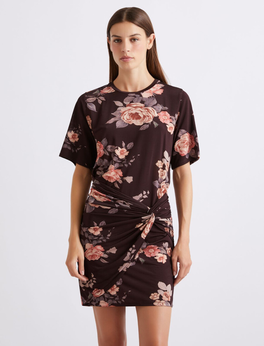 robe en jersey froncée - bordeaux