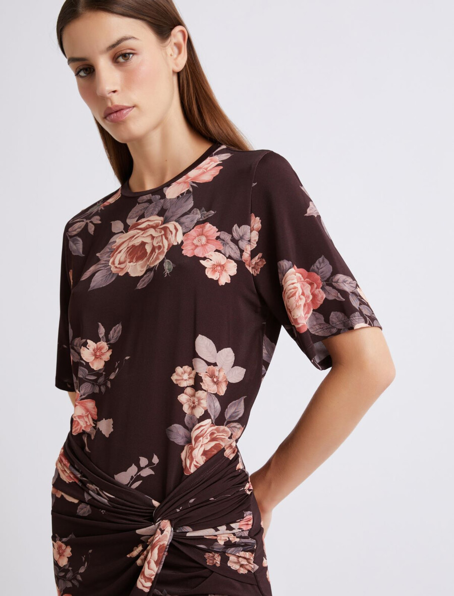 robe en jersey froncée - bordeaux