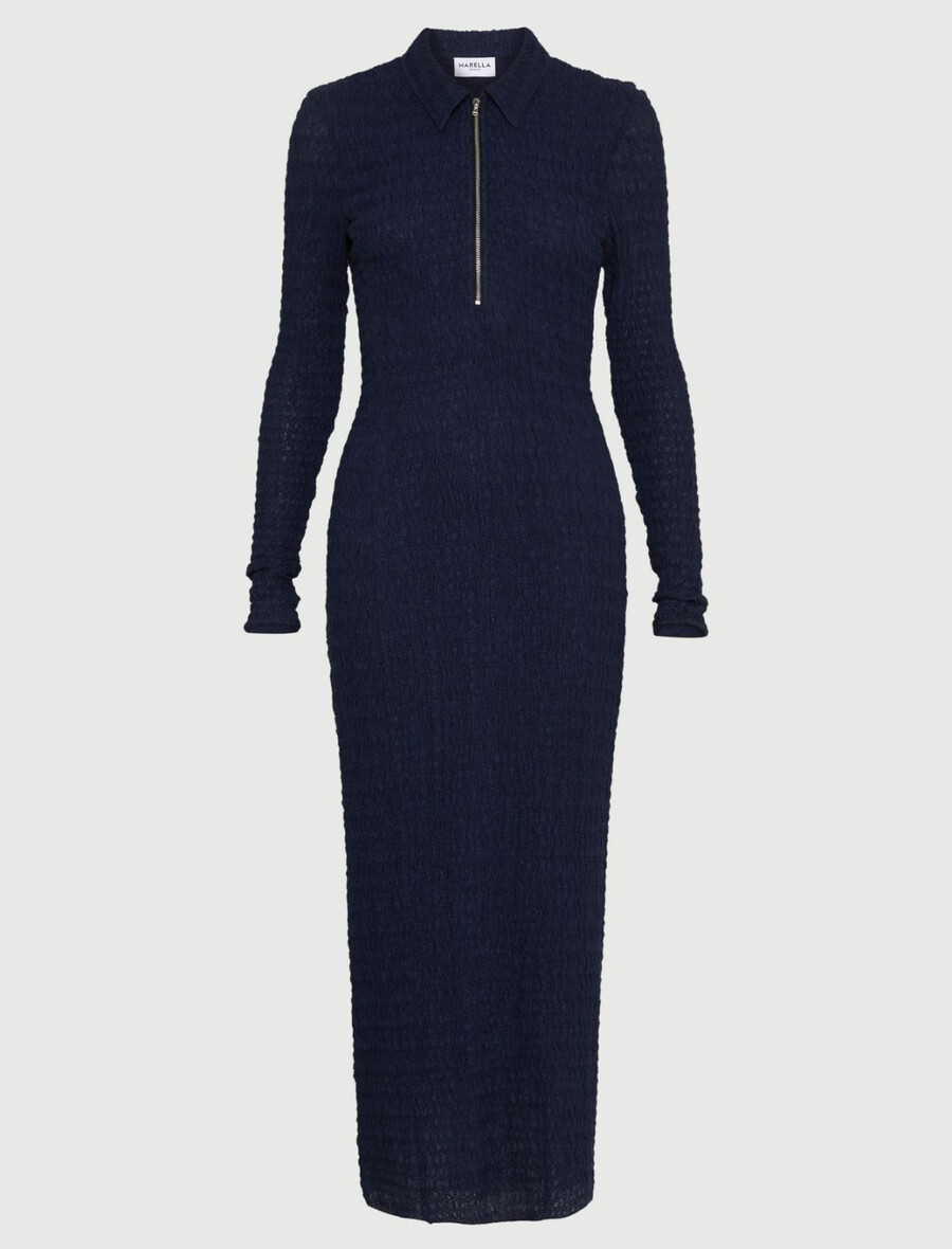 robe polo longue - marine