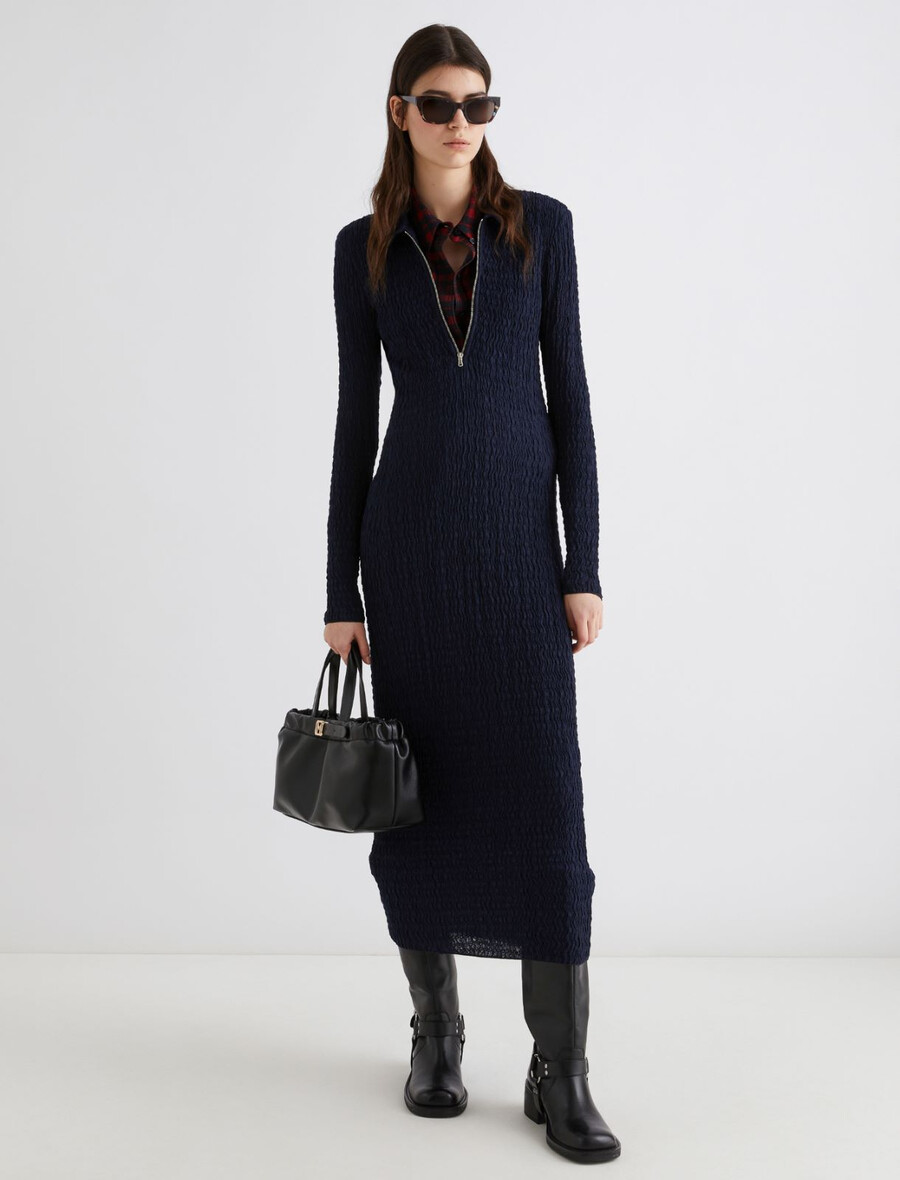 robe polo longue - marine