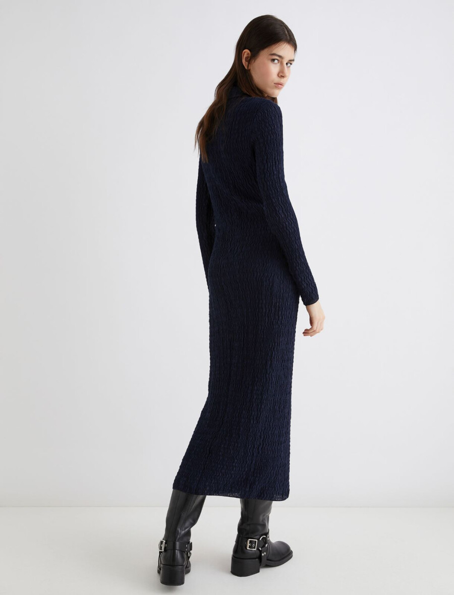 robe polo longue - marine