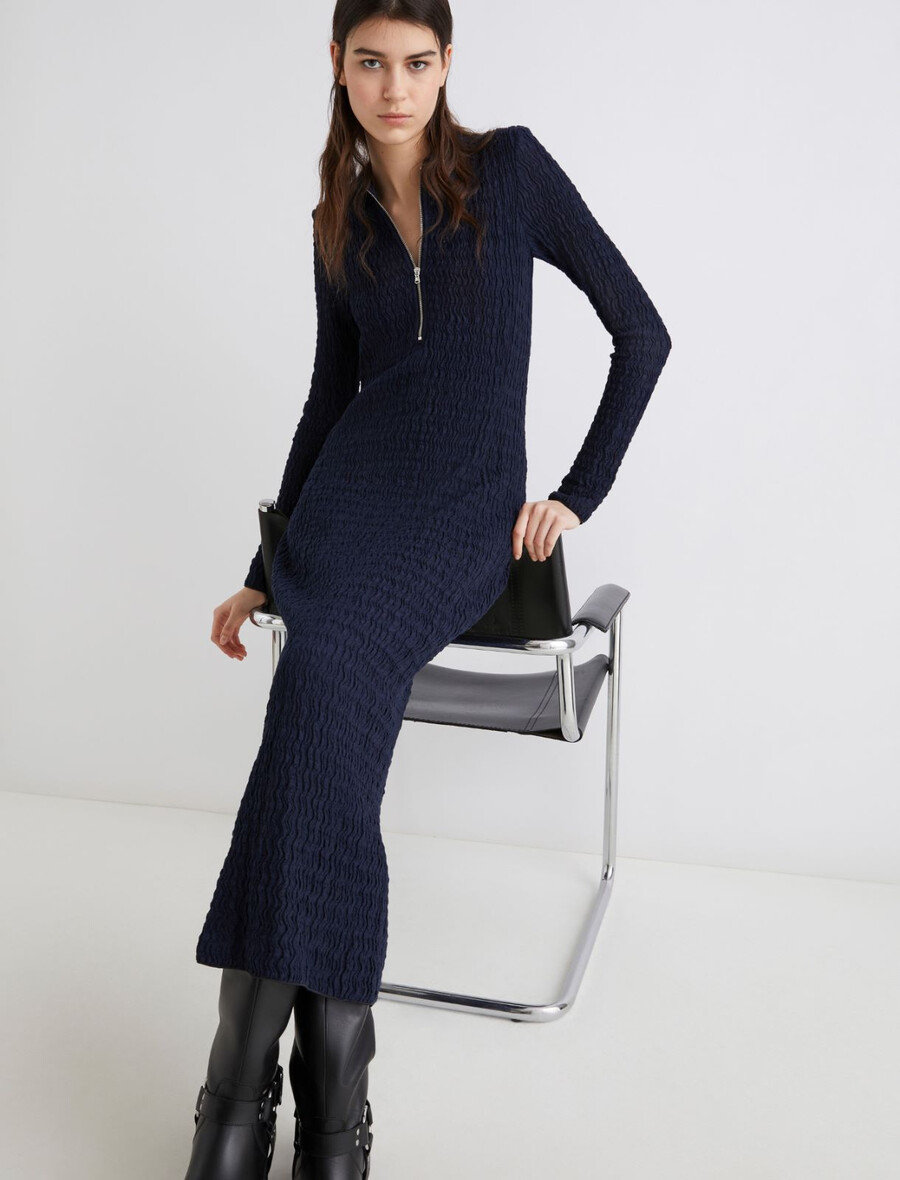 robe polo longue - marine