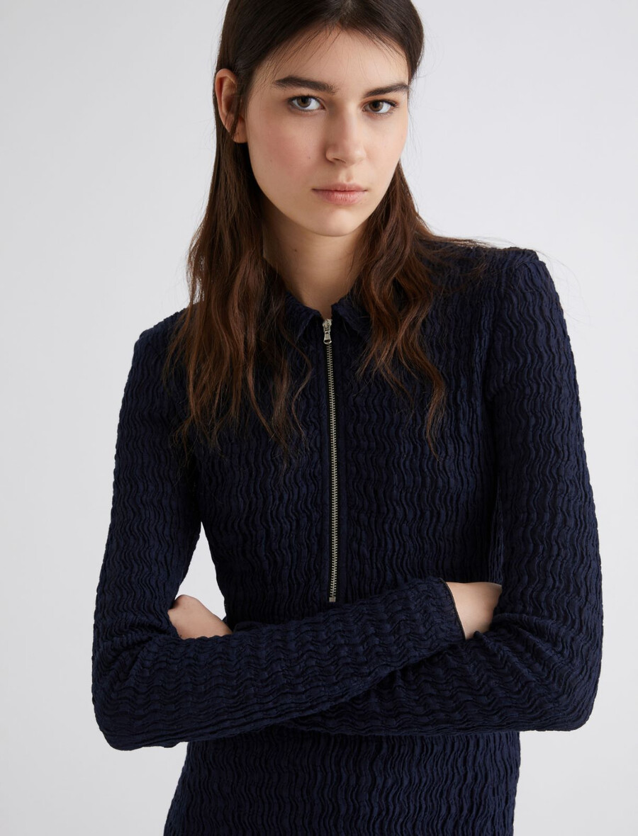 robe polo longue - marine