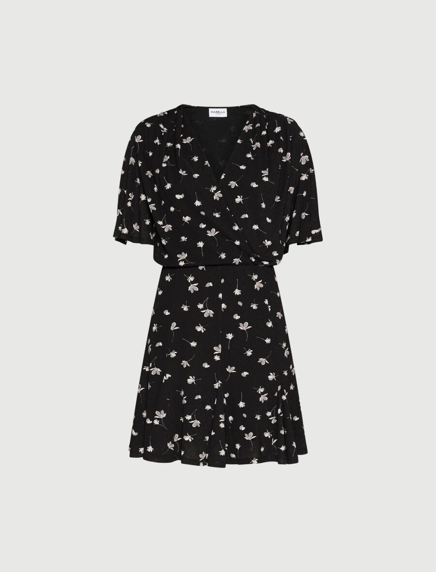 robe en jersey de tulle imprimé - noire