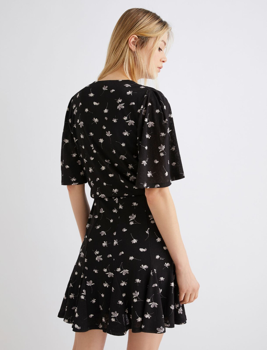 robe en jersey de tulle imprimé - noire