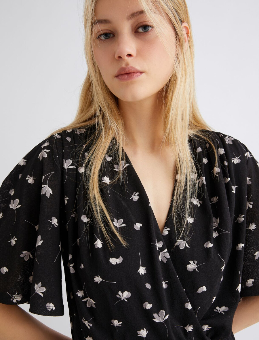 robe en jersey de tulle imprimé - noire