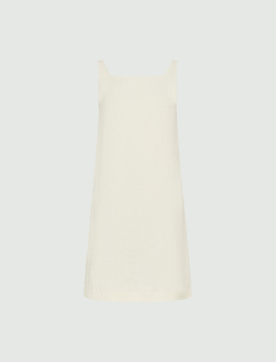 robe évasée en coton et lin - crÈme