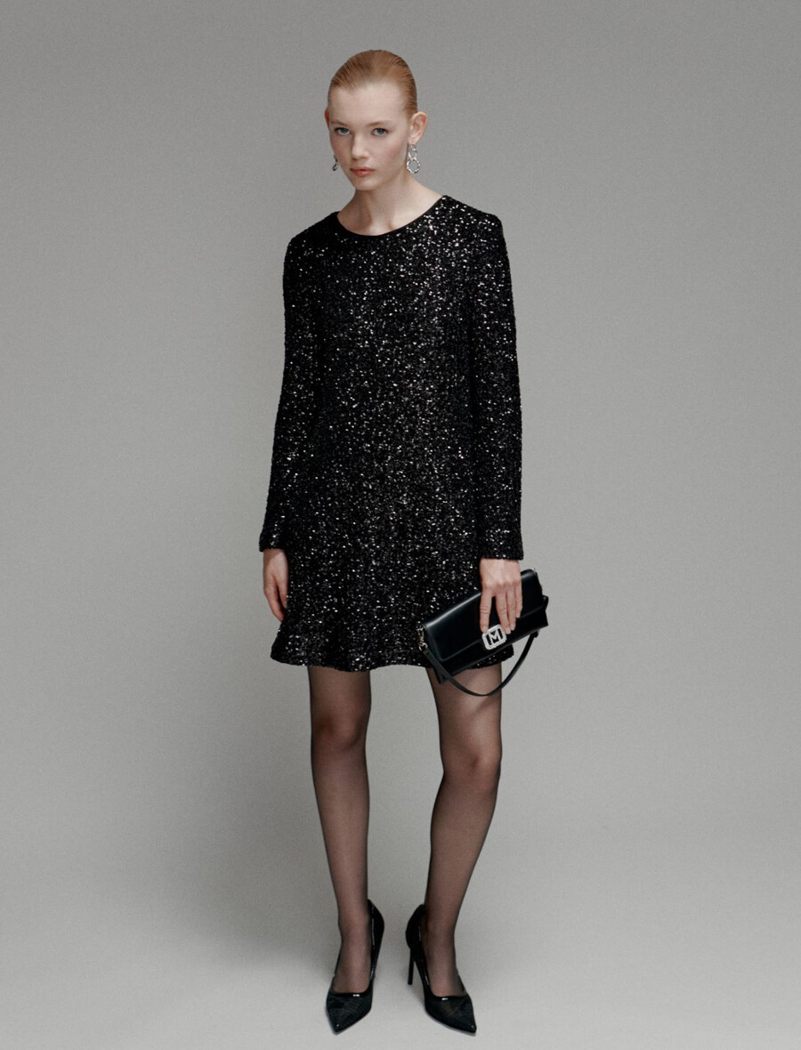 robe courte à sequins - noire
