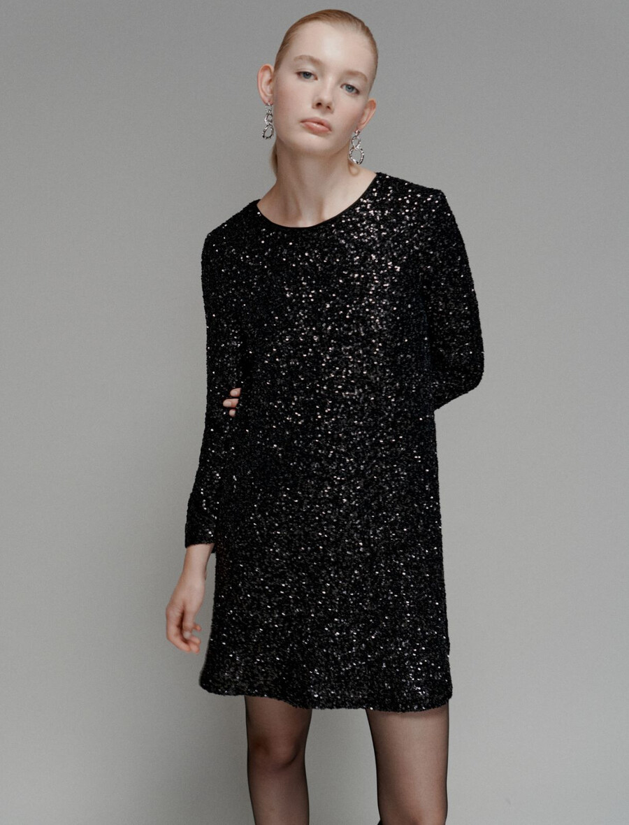robe courte à sequins - noire