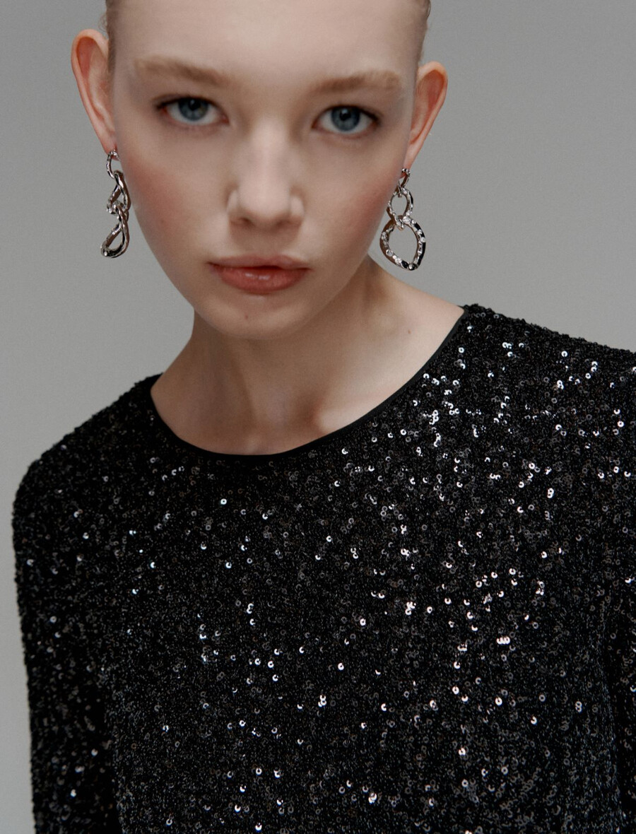 robe courte à sequins - noire