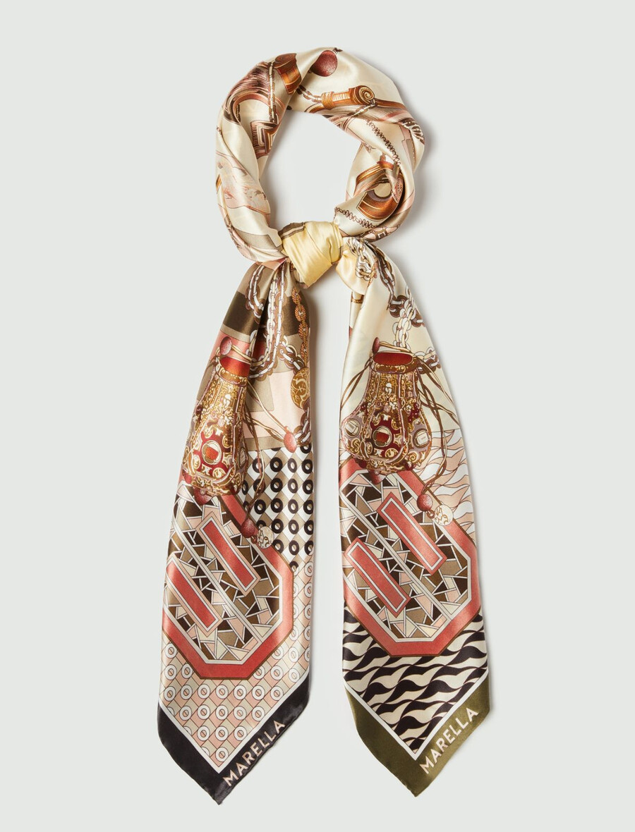 Écharpe en satin de soie - kaki