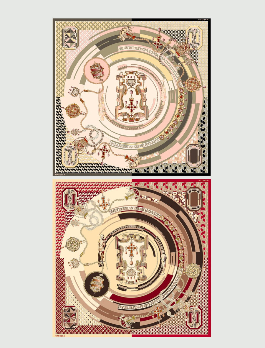 Écharpe en satin de soie - kaki