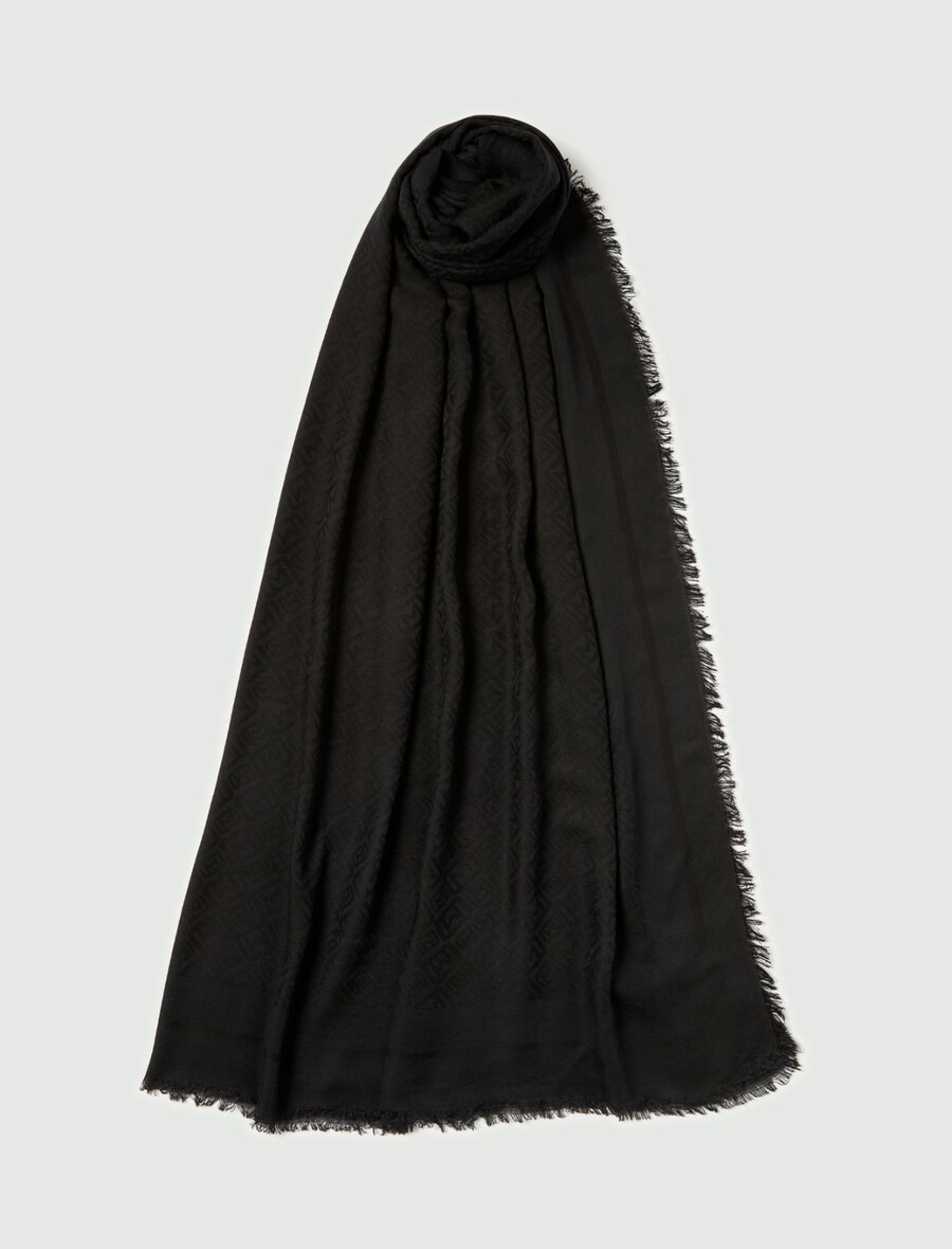 châle monogrammé - noir