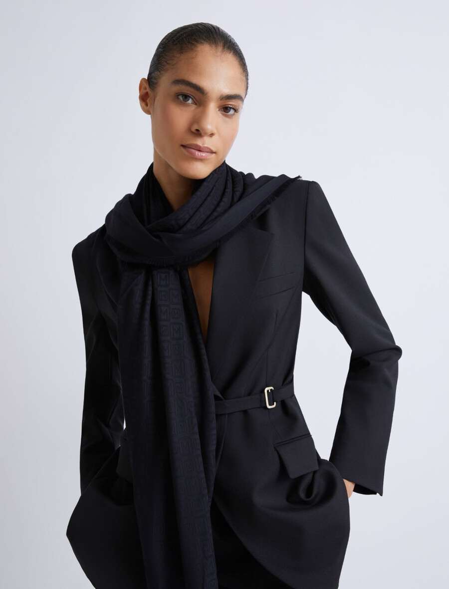 châle monogrammé - noir