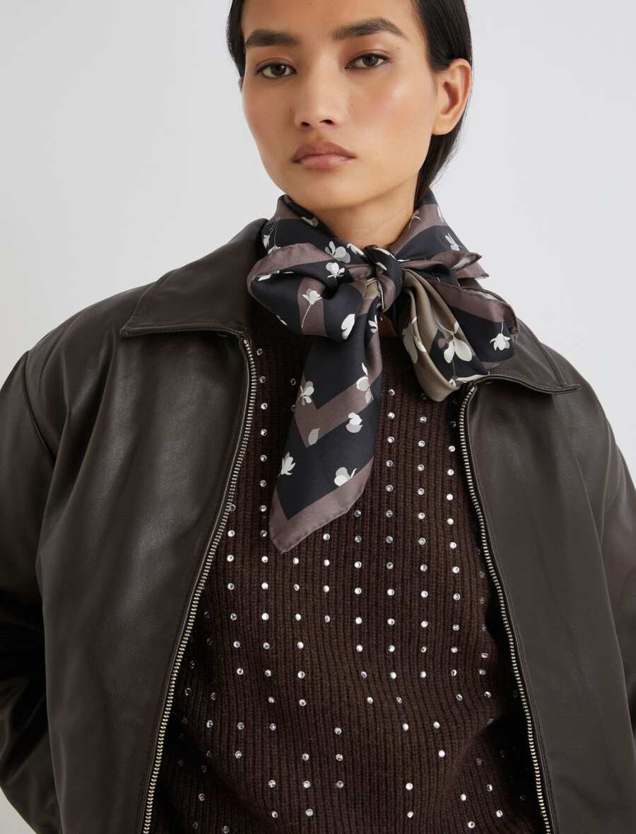 foulard en soie imprimée - noir