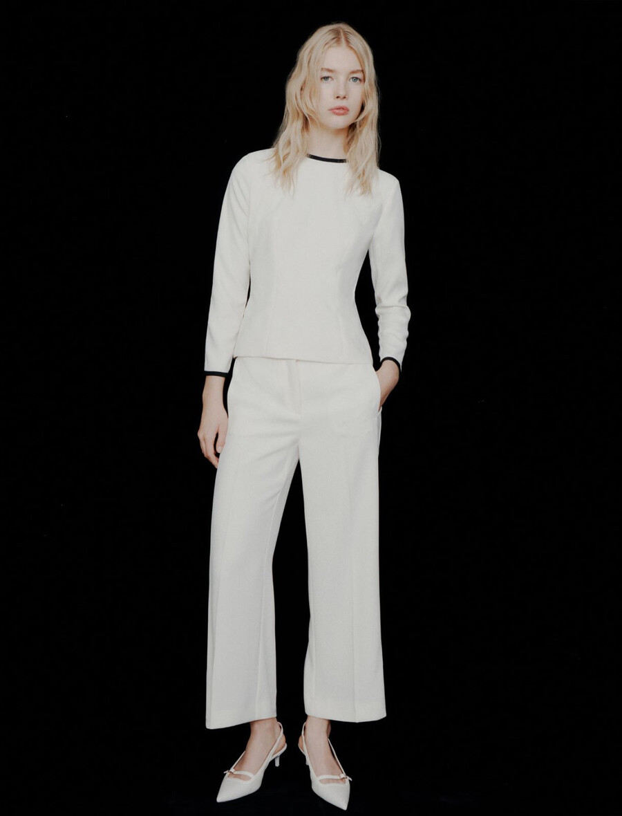 chemisier en satin envers - blanc de laine