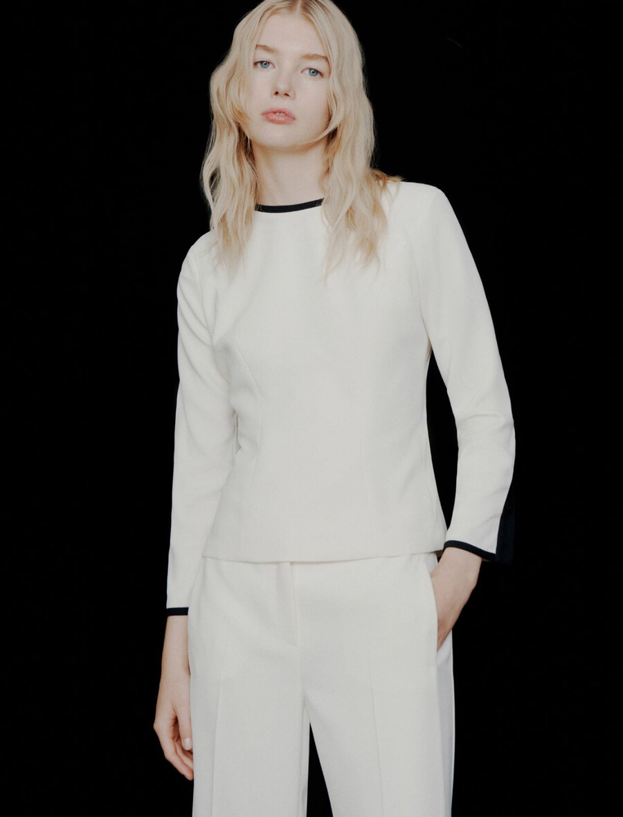 chemisier en satin envers - blanc de laine