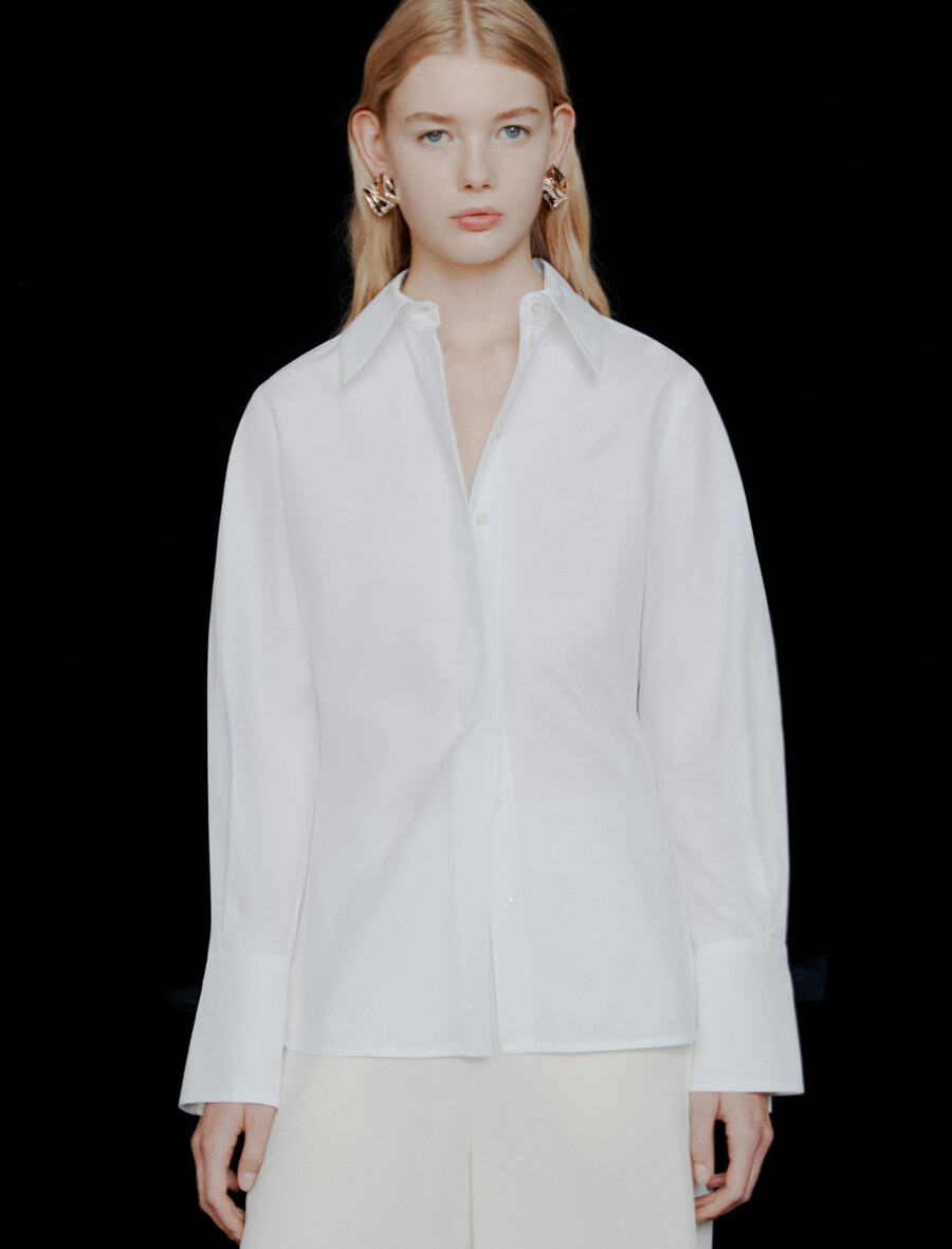 chemise en popeline de coton - blanc optique