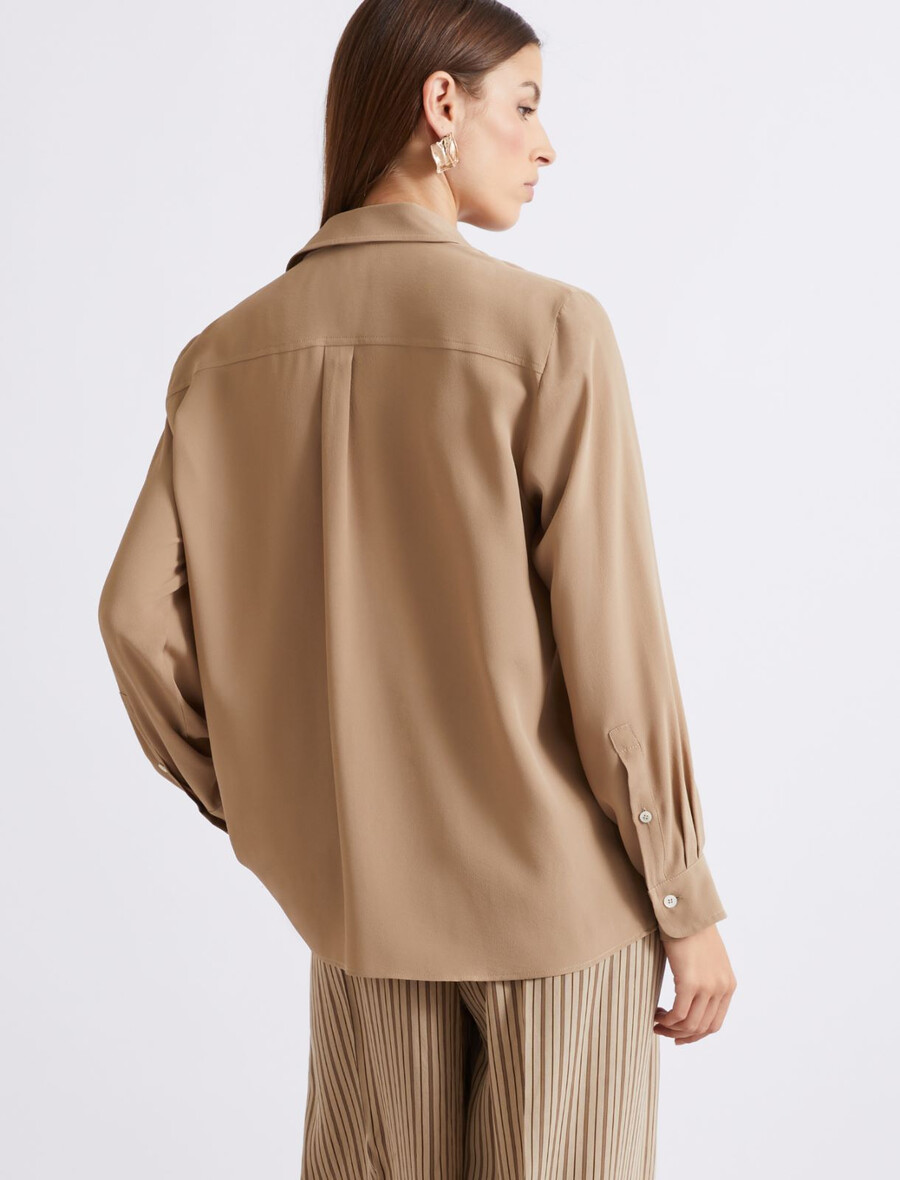 chemise en crêpe mélangée de soie - naturelle