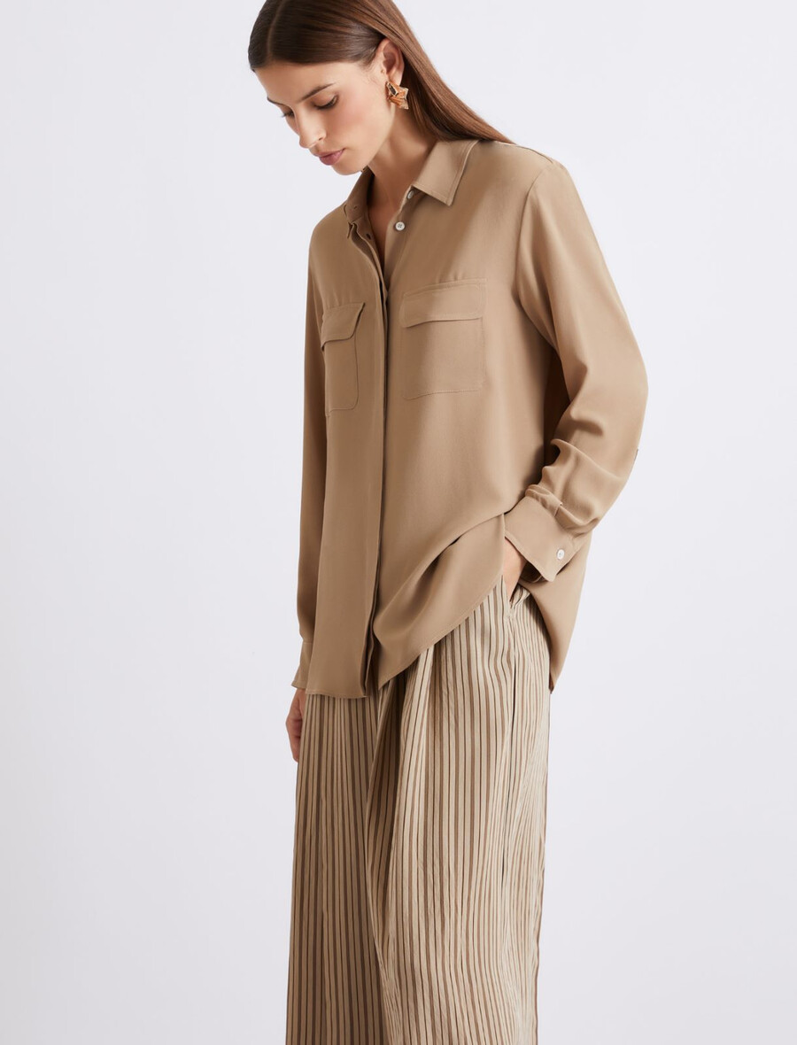 chemise en crêpe mélangée de soie - naturelle