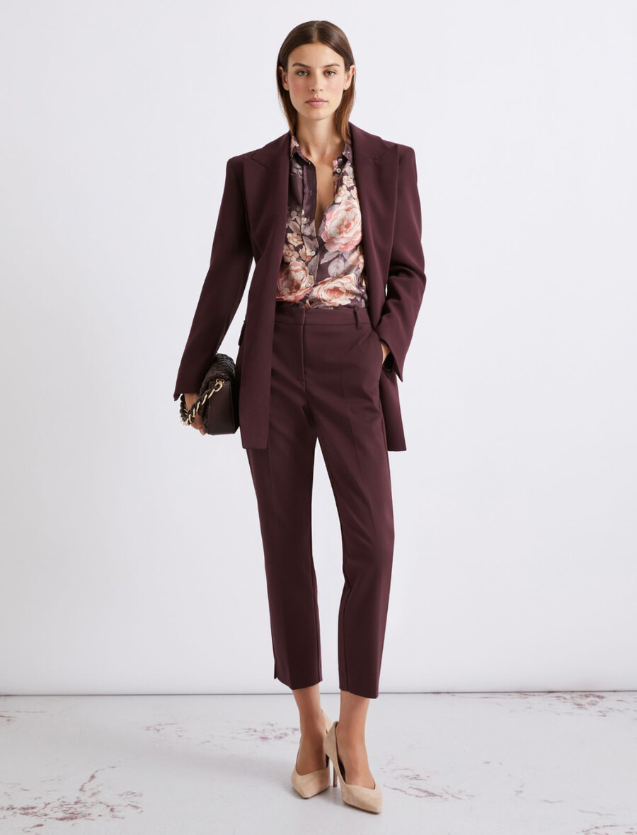 chemise en twill de soie imprimée - bordeaux