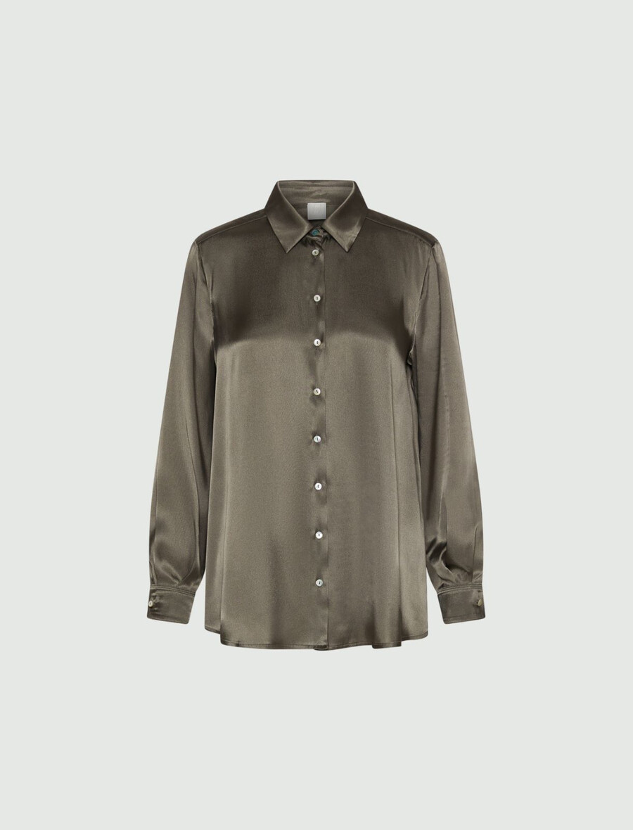 chemise en satin mélangé soie - olive