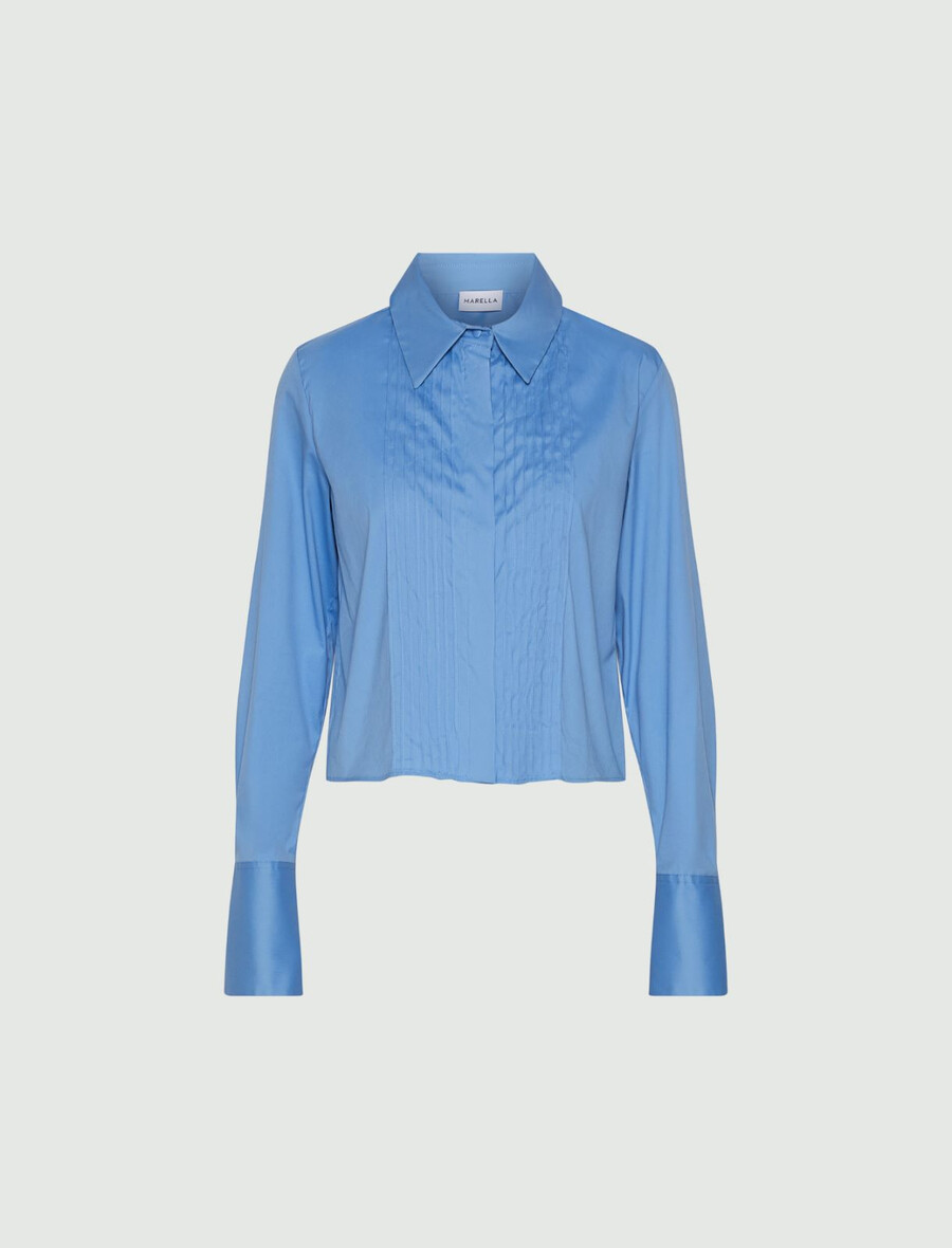 chemise en popeline stretch - bleu clair