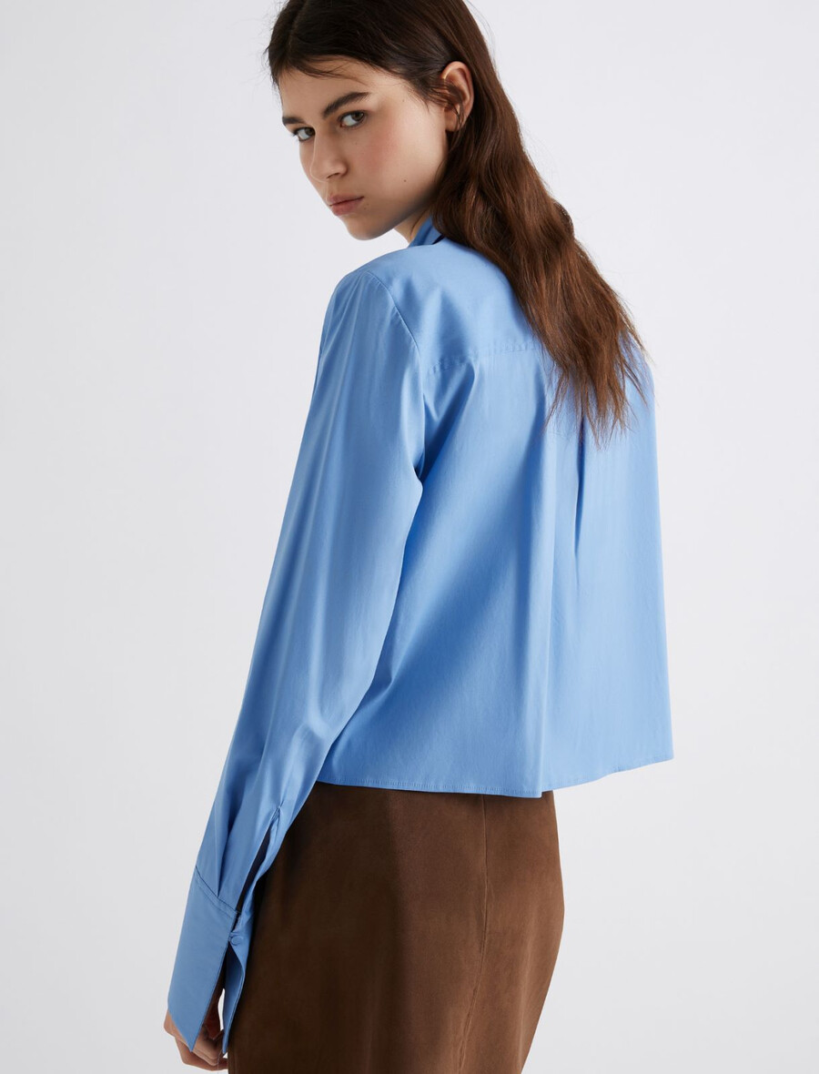 chemise en popeline stretch - bleu clair