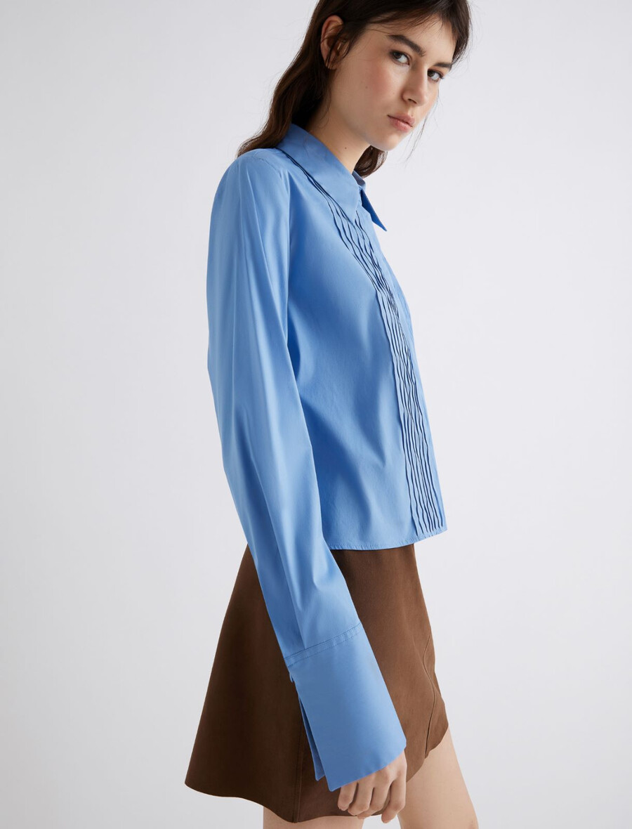 chemise en popeline stretch - bleu clair