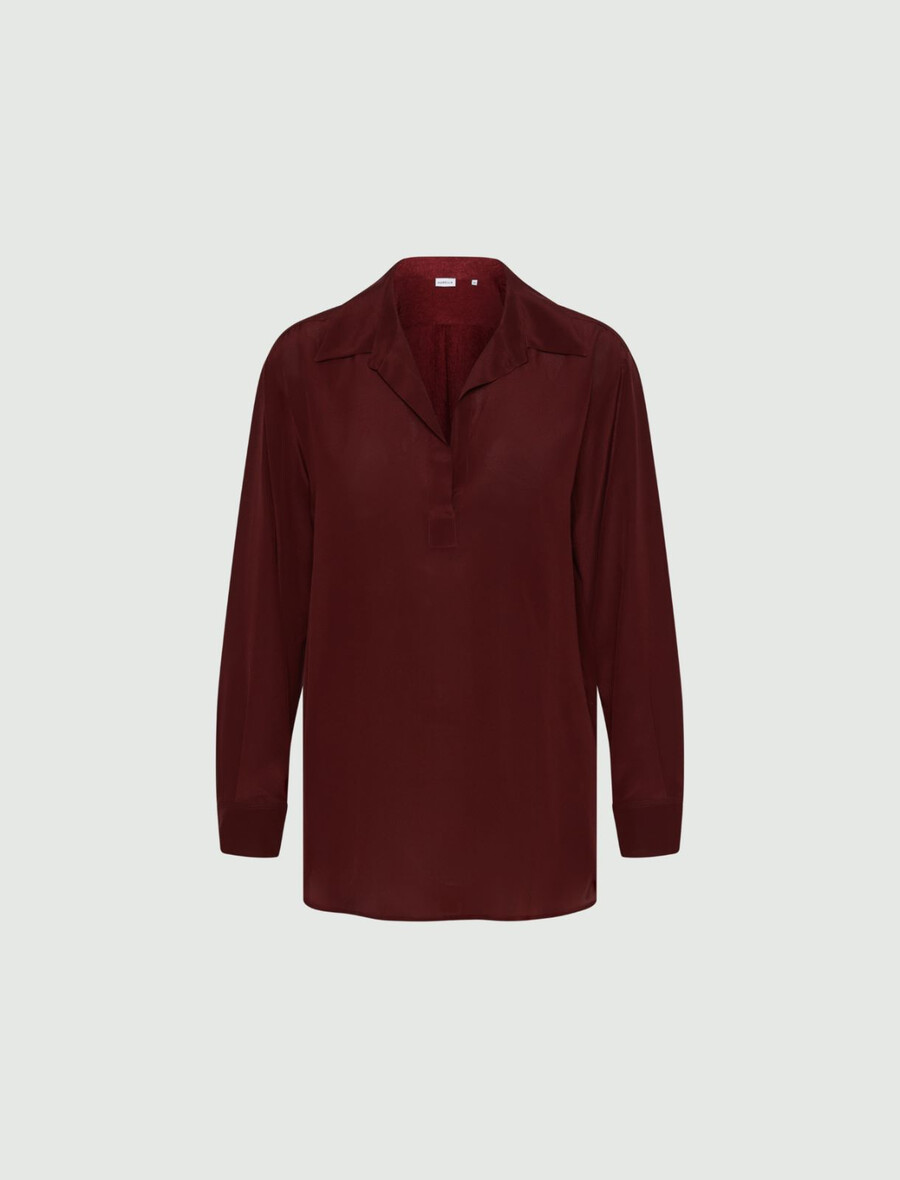 chemise en crêpe de chine de soie - bordeaux