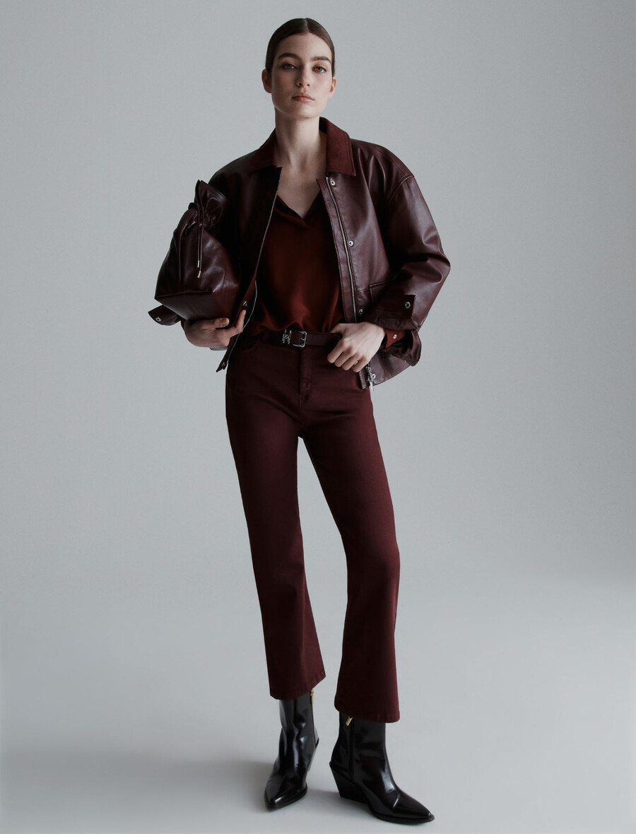 chemise en crêpe de chine de soie - bordeaux