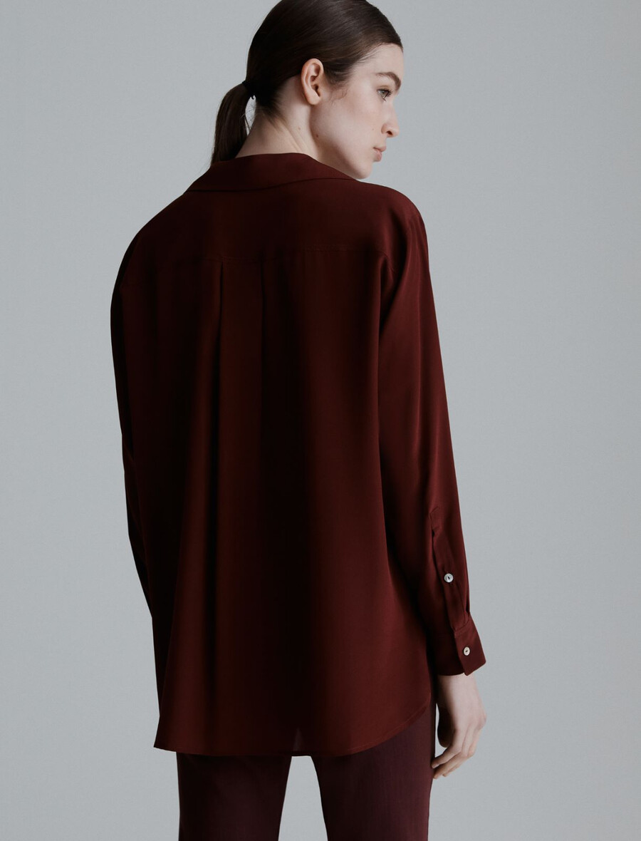 chemise en crêpe de chine de soie - bordeaux