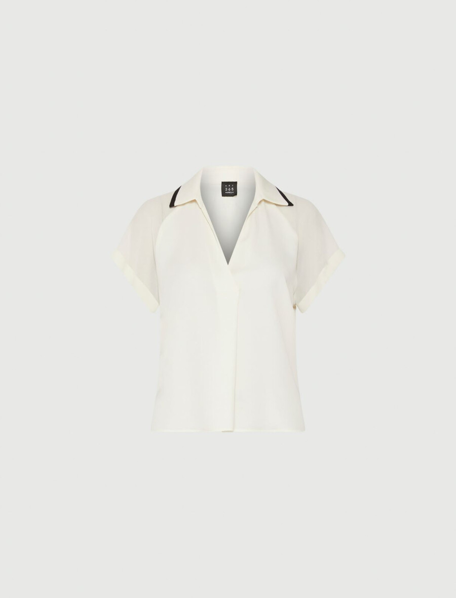 polo en satin - laine blanc