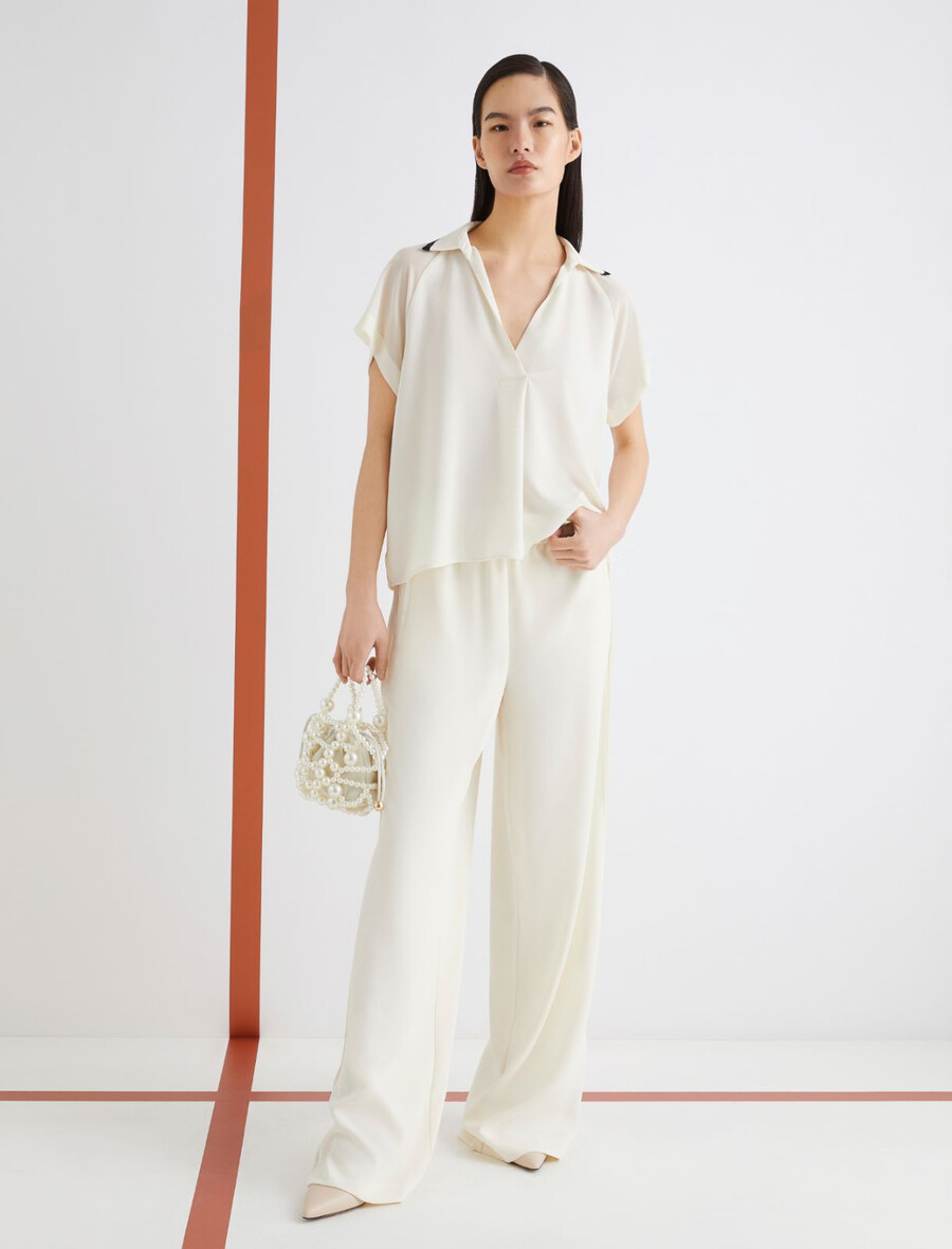 polo en satin - laine blanc