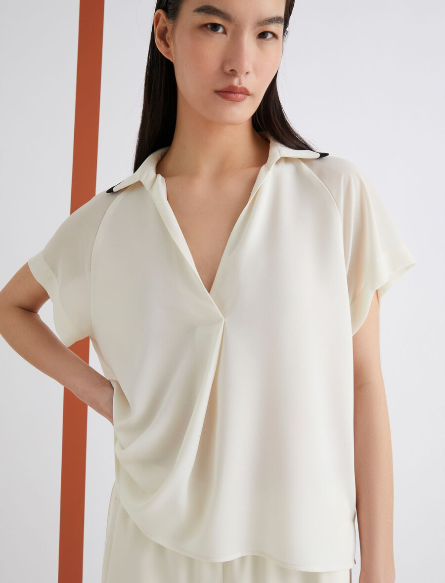 polo en satin - laine blanc