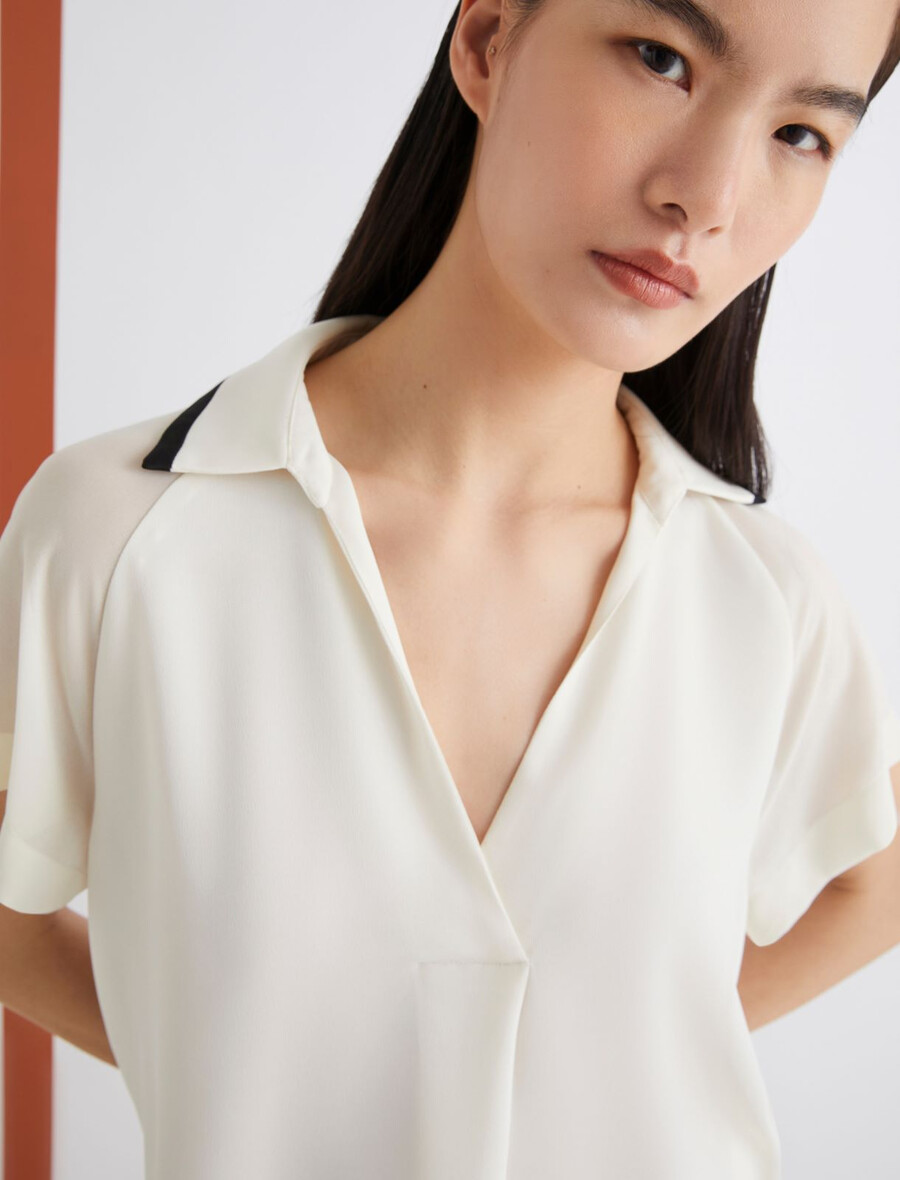 polo en satin - laine blanc