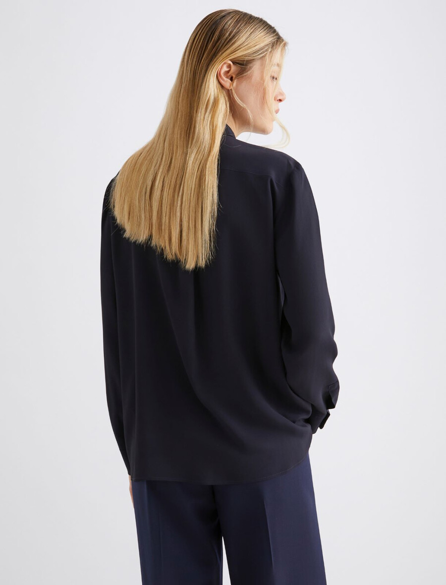 chemise en mélange de soie - marine