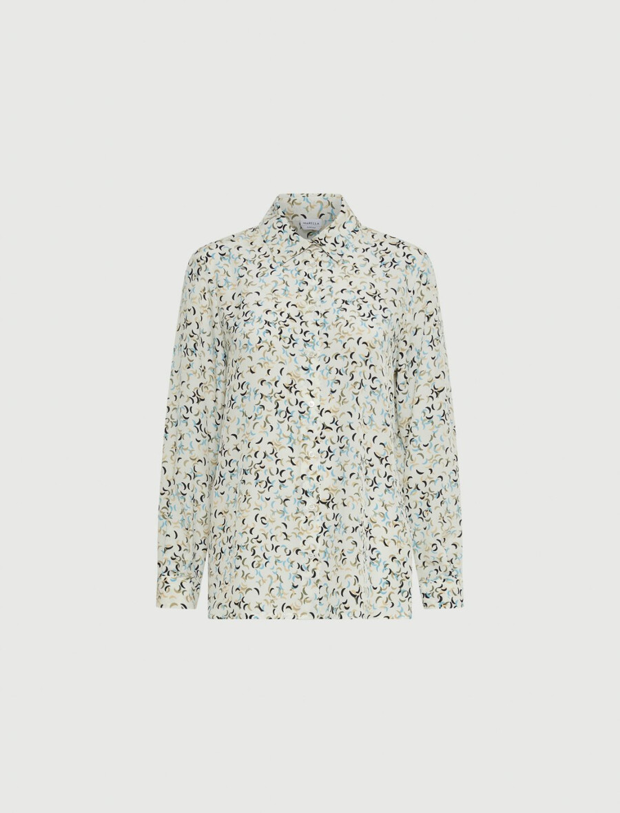 chemise en crêpe imprimée - blanc de laine