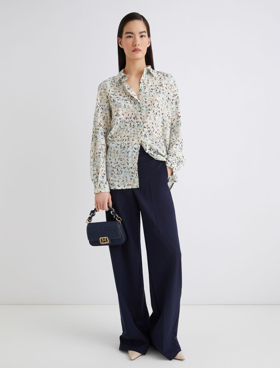 chemise en crêpe imprimée - blanc de laine