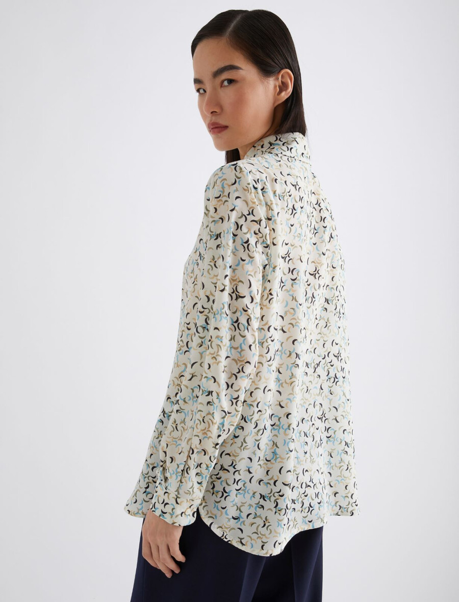 chemise en crêpe imprimée - blanc de laine