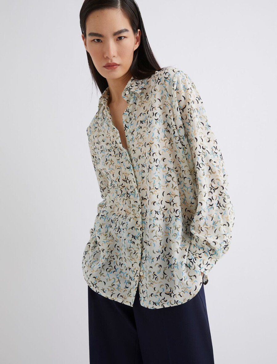 chemise en crêpe imprimée - blanc de laine