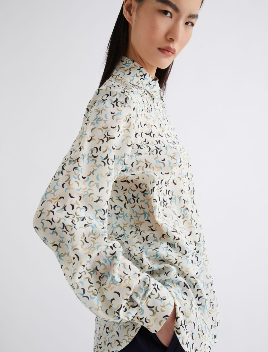 chemise en crêpe imprimée - blanc de laine
