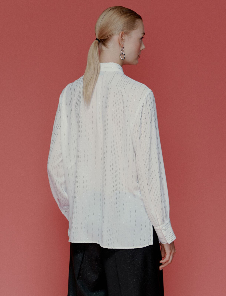 chemise en georgette ornée de strass - blanc