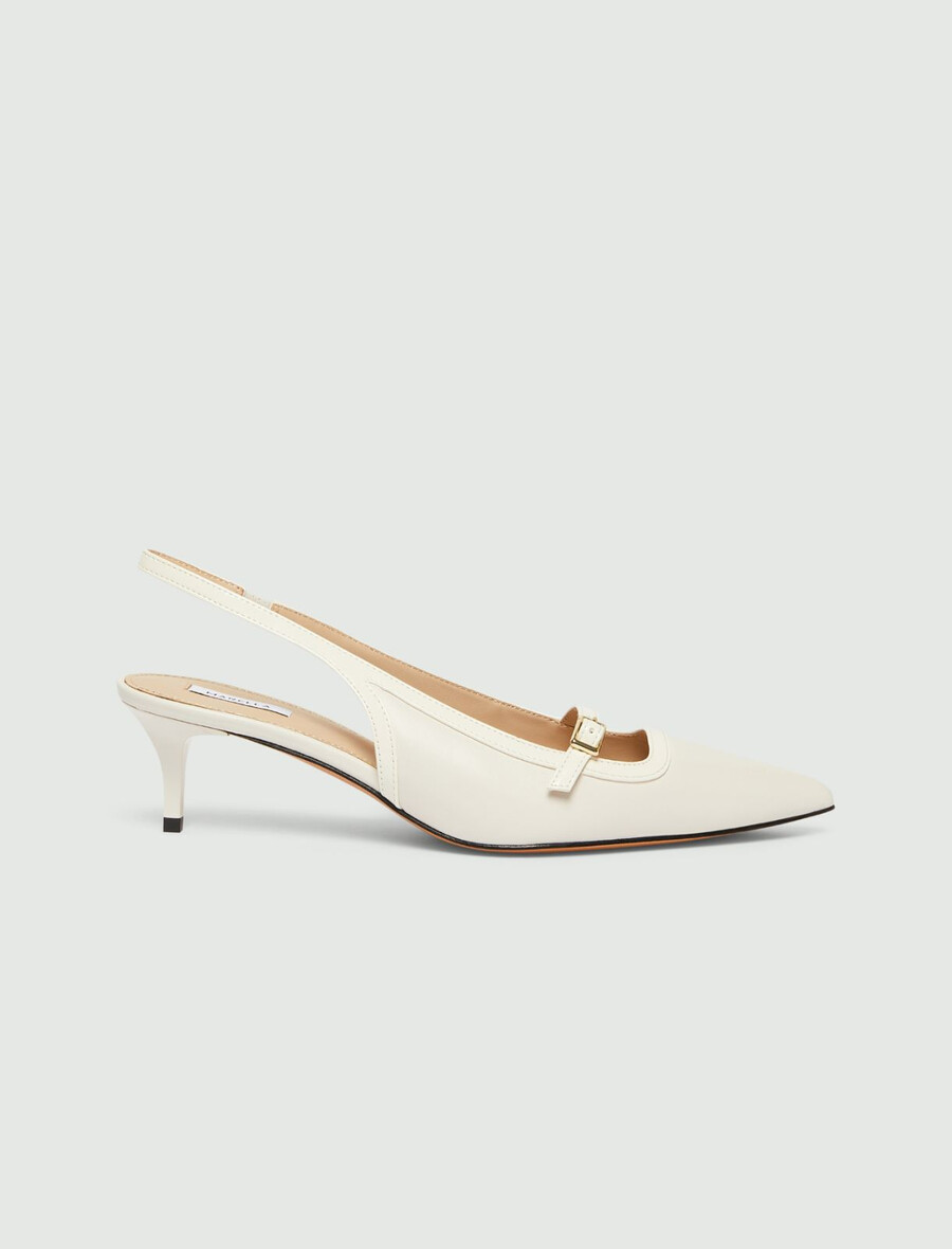 escarpins en cuir nappa - blanc laine