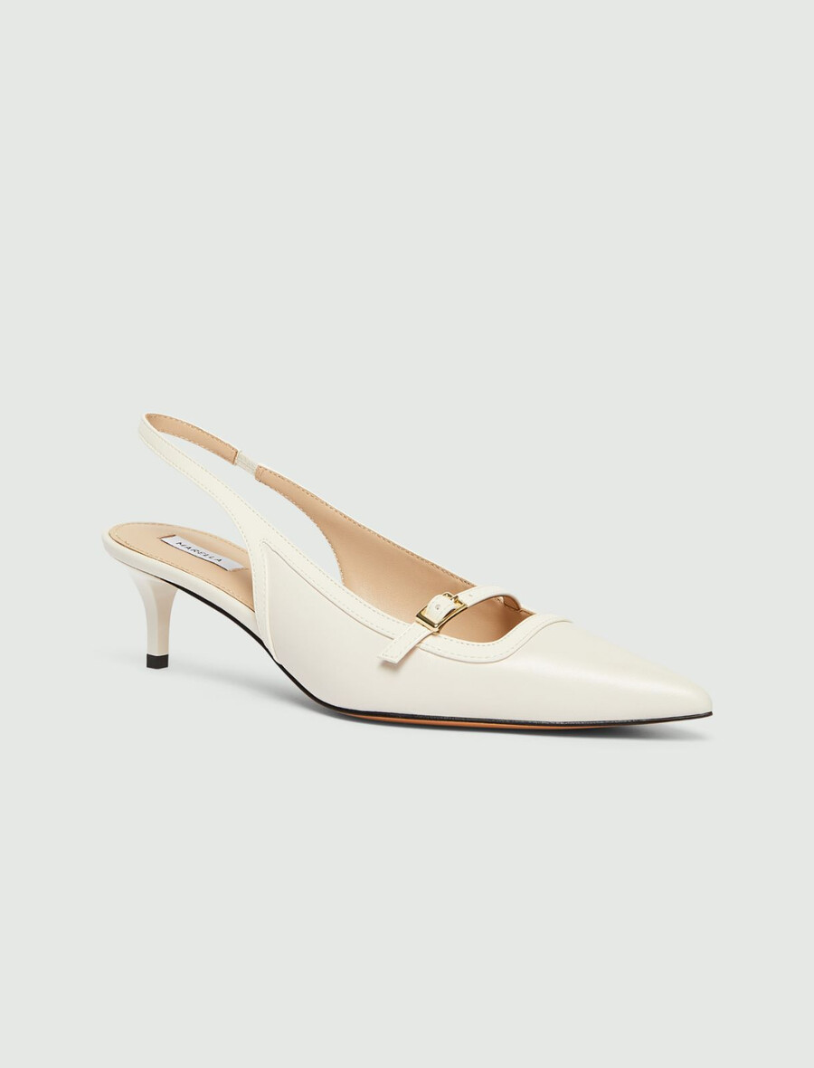 escarpins en cuir nappa - blanc laine