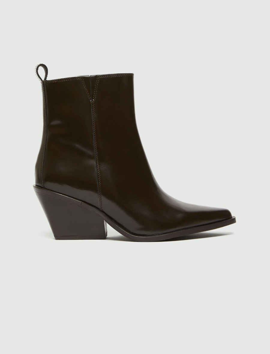 bottines de cowboy en cuir - dark bown