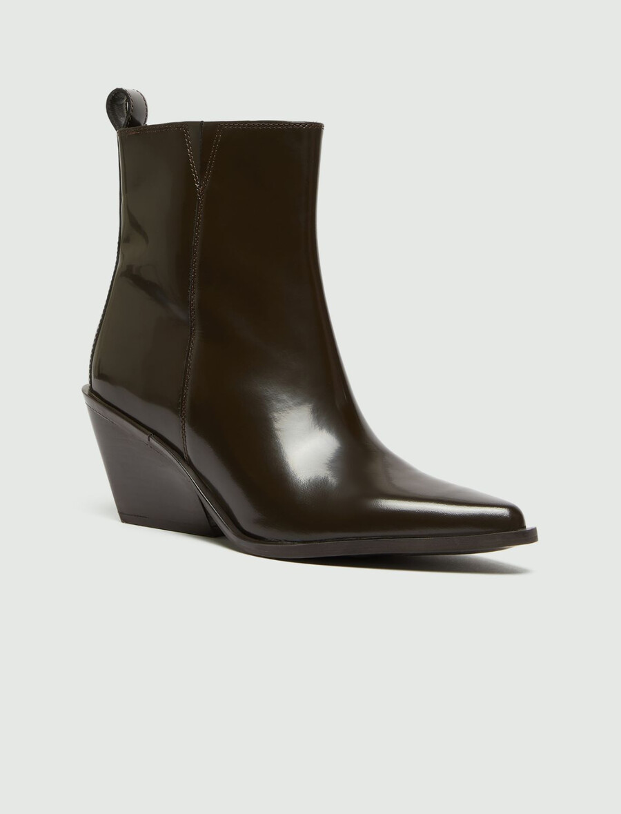 bottines de cowboy en cuir - dark bown